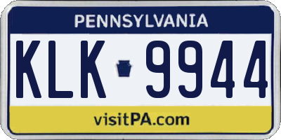 PA license plate KLK9944