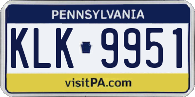 PA license plate KLK9951
