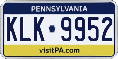 PA license plate KLK9952
