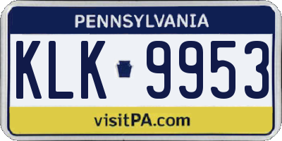 PA license plate KLK9953