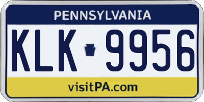 PA license plate KLK9956