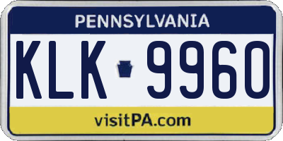 PA license plate KLK9960