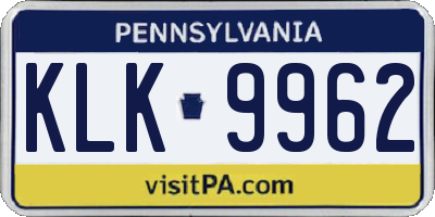 PA license plate KLK9962