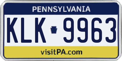 PA license plate KLK9963