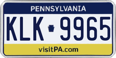 PA license plate KLK9965