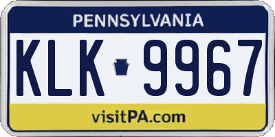 PA license plate KLK9967