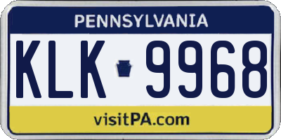 PA license plate KLK9968