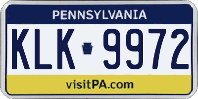 PA license plate KLK9972