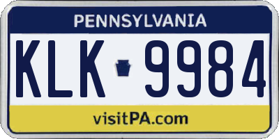 PA license plate KLK9984