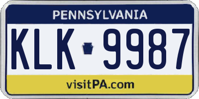 PA license plate KLK9987