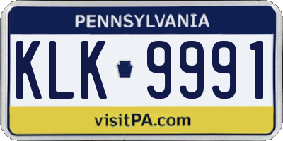 PA license plate KLK9991