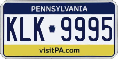 PA license plate KLK9995