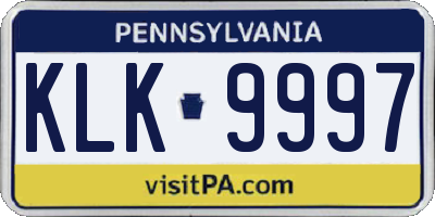 PA license plate KLK9997