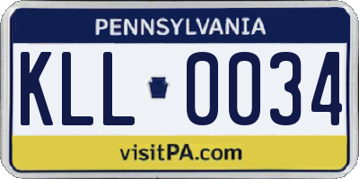PA license plate KLL0034