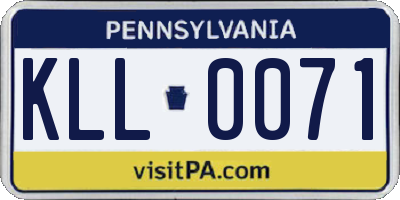 PA license plate KLL0071