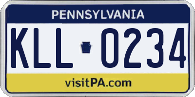 PA license plate KLL0234