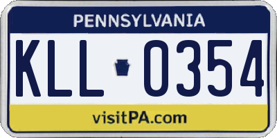PA license plate KLL0354
