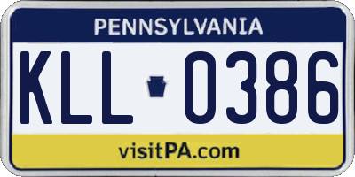 PA license plate KLL0386
