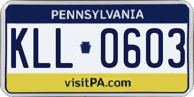 PA license plate KLL0603