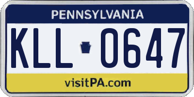 PA license plate KLL0647