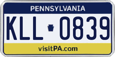 PA license plate KLL0839