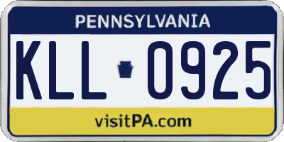 PA license plate KLL0925