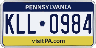 PA license plate KLL0984