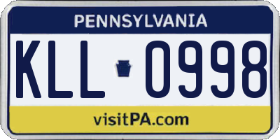 PA license plate KLL0998