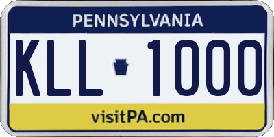 PA license plate KLL1000