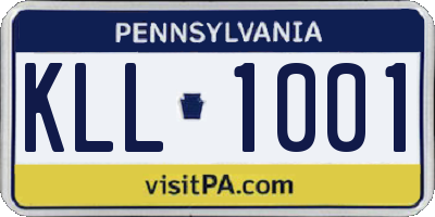 PA license plate KLL1001