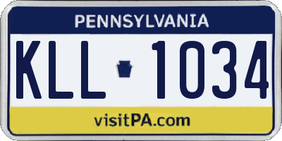 PA license plate KLL1034