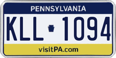 PA license plate KLL1094