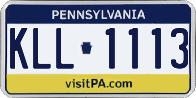 PA license plate KLL1113