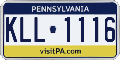 PA license plate KLL1116