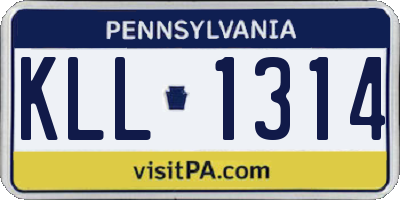 PA license plate KLL1314