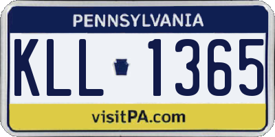 PA license plate KLL1365