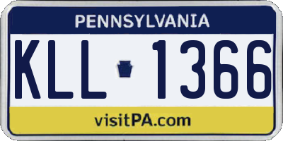 PA license plate KLL1366