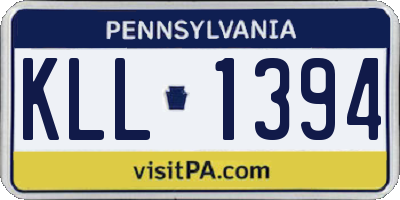 PA license plate KLL1394
