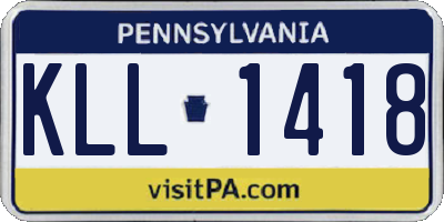 PA license plate KLL1418