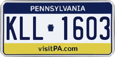 PA license plate KLL1603