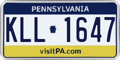 PA license plate KLL1647