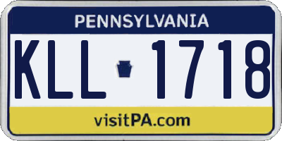 PA license plate KLL1718