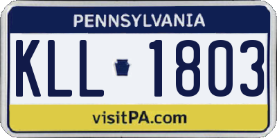 PA license plate KLL1803