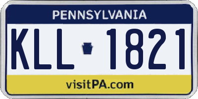 PA license plate KLL1821