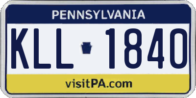 PA license plate KLL1840