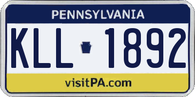 PA license plate KLL1892