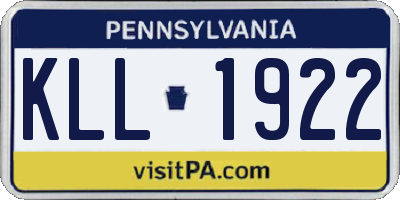 PA license plate KLL1922