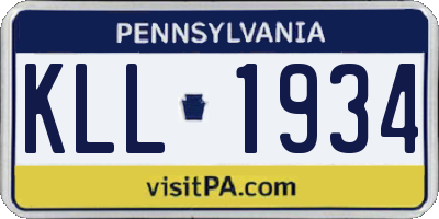 PA license plate KLL1934