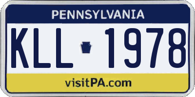 PA license plate KLL1978