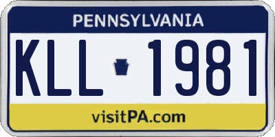 PA license plate KLL1981